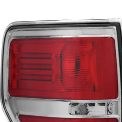 Chrome Housing Tail Lights Rear Lamps For 2009-2014 Ford F-150 F150 Pickup LH+RH