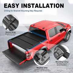 6.5FT Soft Roll-Up Tonneau Cover For 2009-2026 Ford F150 Truck Bed Cover
