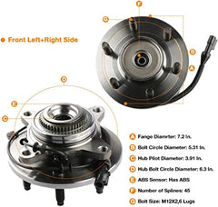 2x Front Wheel Hub Bearing Fit For 2005-2008 Ford F-150 w/ ABS 6 Lug 515079