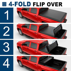 6.5FT Quad-Fold Soft Tonneau Cover For 2007-2013 Toyota Tundra Bed (w/o Deck Rail System)