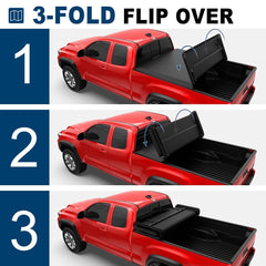 5.7FT/5.8FT Tri-Fold Soft Tonneau Cover For 2016-2024 Nissan Titan Truck Bed