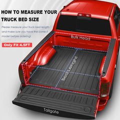 4.5/4.6FT Tri-Fold Hard Tonneau Cover For 2022-2025 Ford Maverick Solid Truck Bed