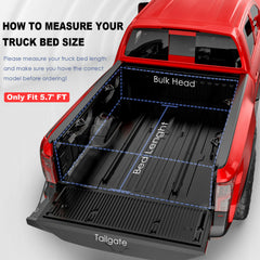 5.7FT 4-Fold Hard Tonneau Cover For 2016-2024 Nissan Titan Truck Bed (NON-XD)