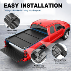 8FT Roll-Up Tonneau Cover For 2014-2025 Toyota Tundra Truck Long Bed