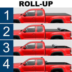 8FT Roll-Up Tonneau Cover For 2014-2025 Toyota Tundra Truck Long Bed