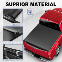 6FT Soft Roll-Up Tonneau Cover For 2016-2023 Toyota Tacoma Truck Bed