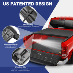 6FT Soft Roll-Up Tonneau Cover For 2016-2023 Toyota Tacoma Truck Bed