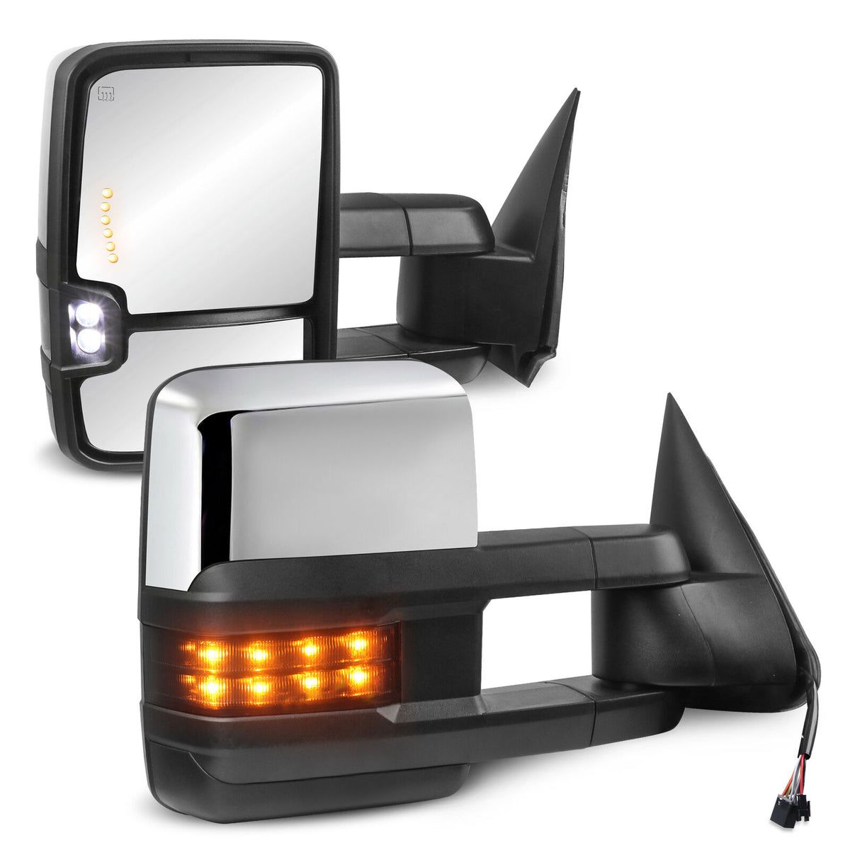 Chrome Power Heated Tow Mirrors For 1999-2002 Chevy Silverado GMC Sierra 1500 2500 2pcs