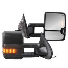 Black Power Heated Tow Mirror For 2014-2018 Chevy Silverado GMC Sierra 1500 2500HD 3500HD w/Smoke LED Signal