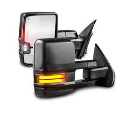 Power Heated Tow Mirrors For 2014-2018 GMC Sierra 1500 / Chevy Silverado 1500 w/ Dynamic LED Signal Pair LH & RH