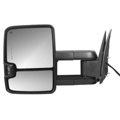 Black Power Heated Tow Mirrors For 2003-2007 Chevy Silverado Tahoe/GMC Sierra Yukon w/Sequential Turn Light, White Running Light