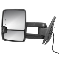 Chrome Power Heated Tow Mirrors For 2007-2014 Chevy Silverado Tahoe, GMC Sierra Yukon with White Running Lights