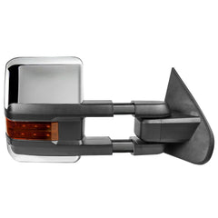 Used Chrome Power Fold Tow Mirrors For 2014-2018 Chevy Silverado GMC Sierra 1500 2500HD 3500HD with Turn Light, Clearance Lamp, Running Light, Control Switch