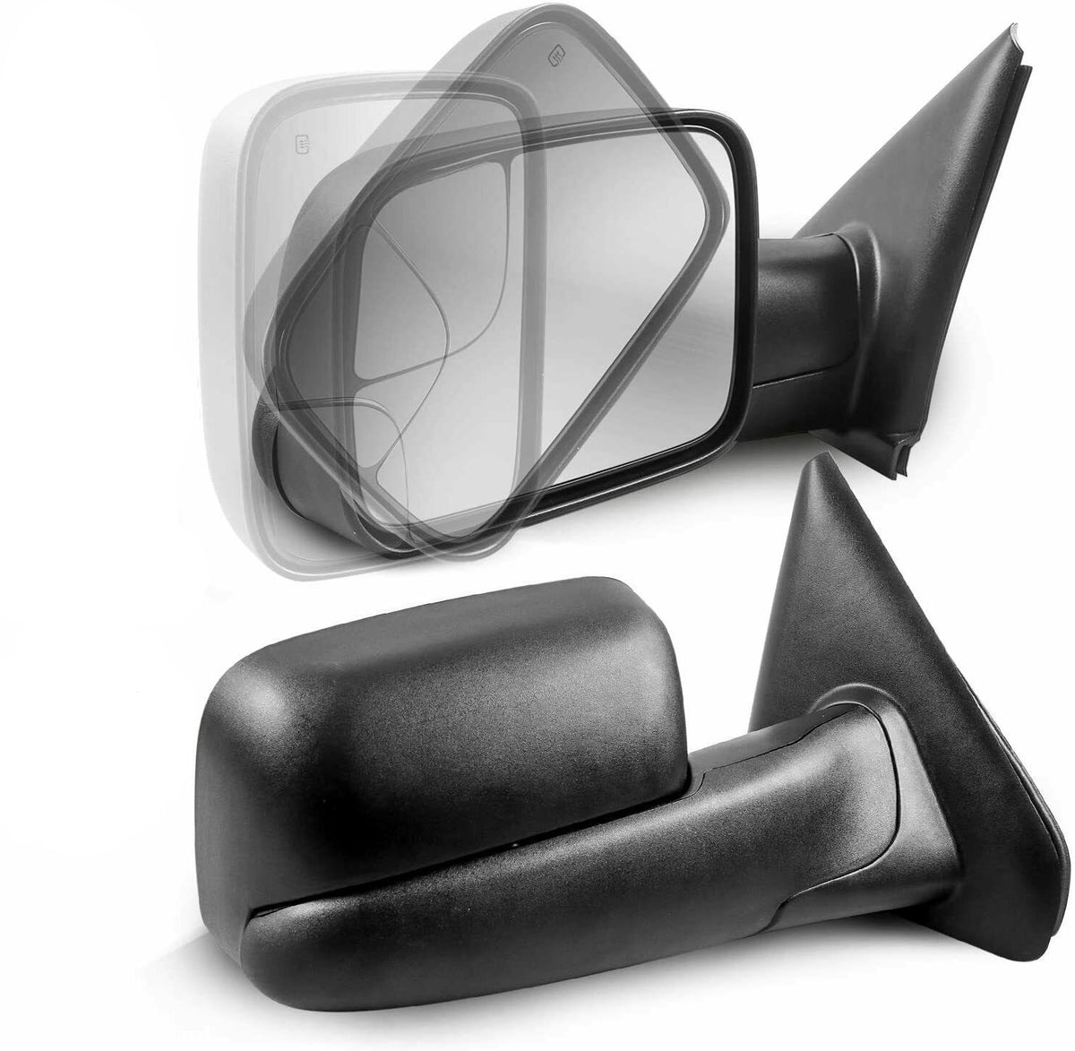 Black Power Heated Towing Mirrors For 2002-08 Ram 1500, 2003-2009 Ram 2500 3500