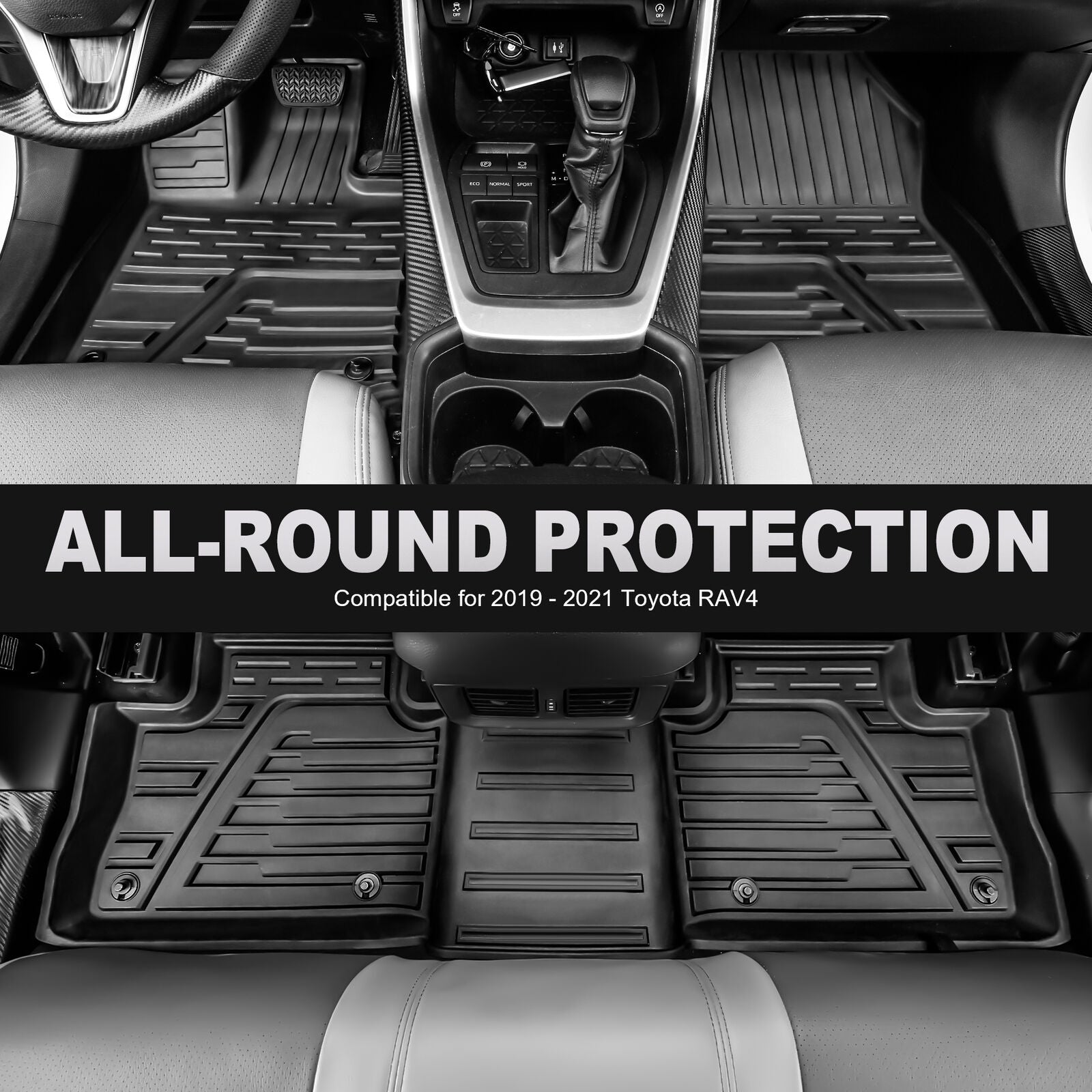 All-Weather Rubber Front Rear Seat TPE Floor Mats For 2020 2021 Hyundai Sonata