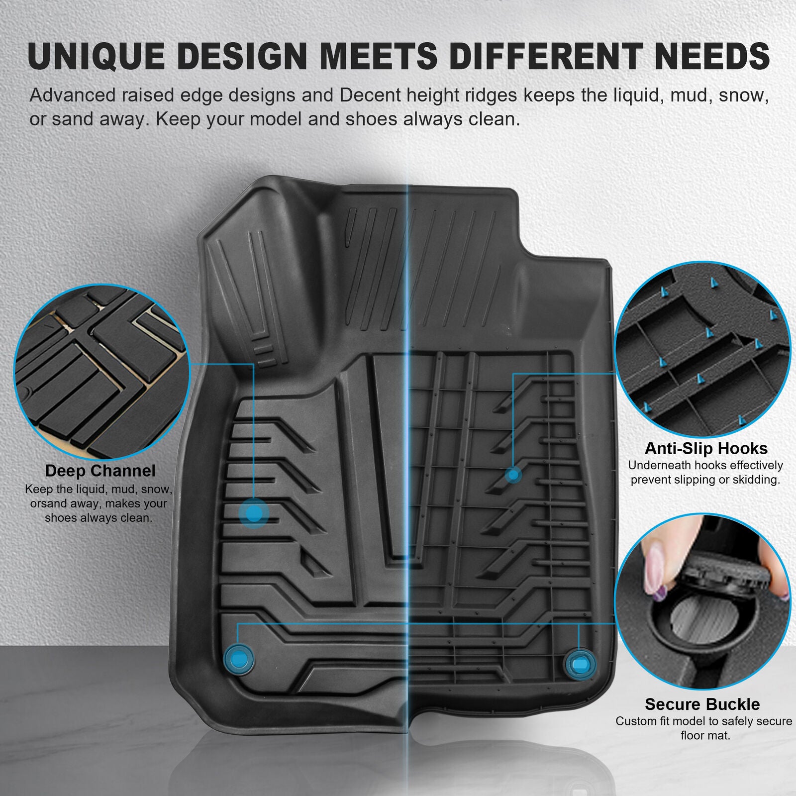 All-Weather Rubber Front Rear Seat TPE Floor Mats For 2017-2021 Honda CR-V CRV