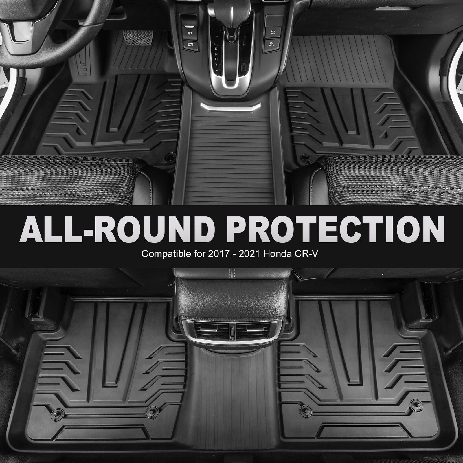 All-Weather Rubber Front Rear Seat TPE Floor Mats For 2017-2021 Honda CR-V CRV