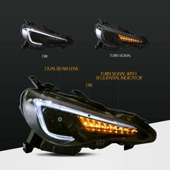 LED Headlight W/ Sequential Signal For 2012-2019 Toyota 86 13-19 Subuaru BRZ