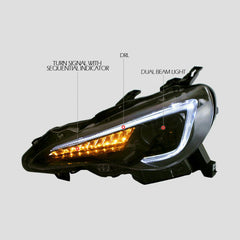 LED Headlight W/ Sequential Signal For 2012-2019 Toyota 86 13-19 Subuaru BRZ