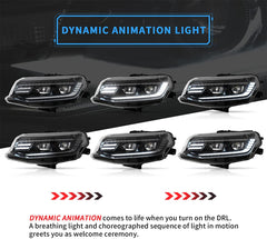 LED Projector Headlights Dynamic For 2016-2018 Chevy Camaro Halogen / HID Model