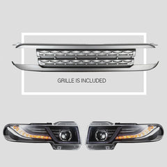 LED Halo Projector Headlights w/ Grille For 2007-2015 Toyota FJ Cruiser