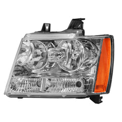 Headlights Assembly For 2007-2014 Chevy Tahoe Avalanche Suburban with Chrome Housing/Clear Lens/Amber Reflector