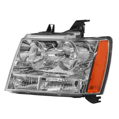 Headlights Assembly For 2007-2014 Chevy Tahoe Avalanche Suburban with Chrome Housing/Clear Lens/Amber Reflector