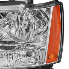 Headlights Assembly For 2007-2014 Chevy Tahoe Avalanche Suburban with Chrome Housing/Clear Lens/Amber Reflector