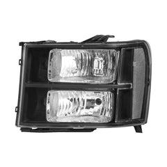 Headlights Assembly Compatible with 2007-2013 GMC Sierra 1500/2007-2014 Sierra 2500HD 3500HD Headlamps Chrome Housing/Black Lens/Clear Reflector (Passenger and Driver Side)