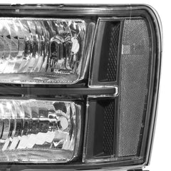 Headlights Assembly Compatible with 2007-2013 GMC Sierra 1500/2007-2014 Sierra 2500HD 3500HD Headlamps Chrome Housing/Black Lens/Clear Reflector (Passenger and Driver Side)