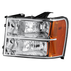 Headlights Assembly For 2007-2013 GMC Sierra 1500/2007-2014 Sierra 2500HD 3500HD with Chrome Housing/Clear Lens/Amber Reflector