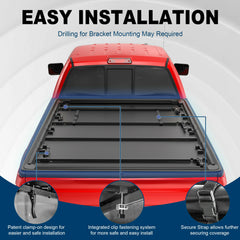 6.5FT Quad-Fold Soft Tonneau Cover For 2004-2008 Ford F150 Styleside Truck Bed