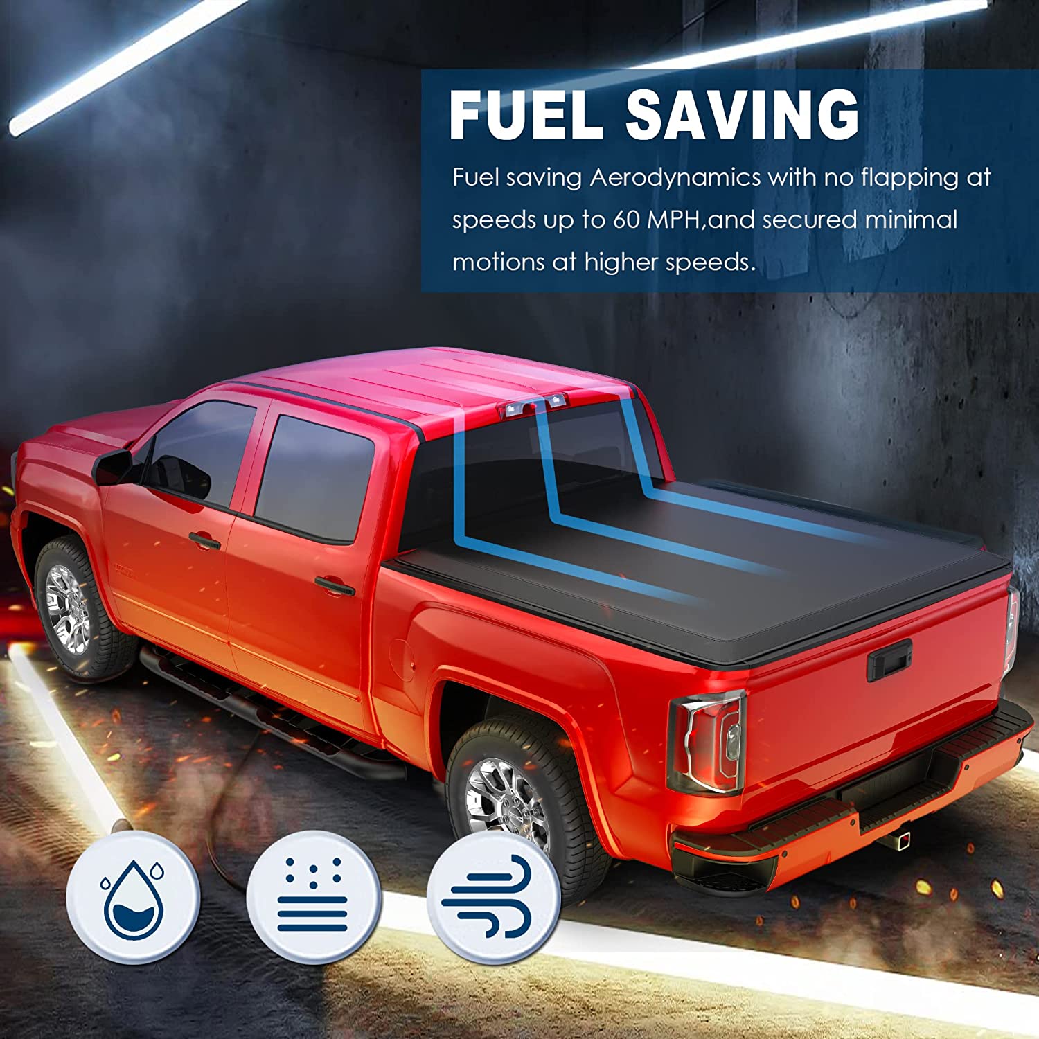 OEDRO 4-Fold Soft Tonneau Cover For Chevy Silverado / GMC Sierra 1500 (2007-2013, 6.5ft Bed)