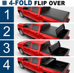 6.5FT Quad-Fold Soft Tonneau Cover For 1988-2007 Silverado Sierra 1500 2500 3500 Bed