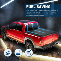 6.5FT Quad-Fold Soft Tonneau Cover For 2004-2008 Ford F150 Styleside Truck Bed