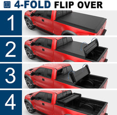 5.5FT Quad-Fold Soft Tonneau Cover For 2015-2025 Ford F150 Truck Bed