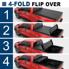 6.5FT Quad-Fold Soft Tonneau Cover For 2009-2014 Ford F150 Styleside Truck Bed