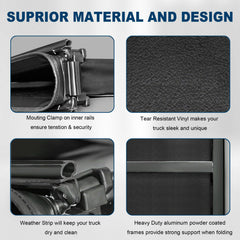 Soft 4-Fold 6.5FT Truck Bed Tonneau Cover For 2009-2014 Ford F-150 Styleside Bed