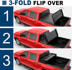 5.8FT Tri-Fold Soft Tonneau Cover For 2014-2018 Chevy Silverado 1500 & GMC Sierra 1500 | Fleetside Truck Bed