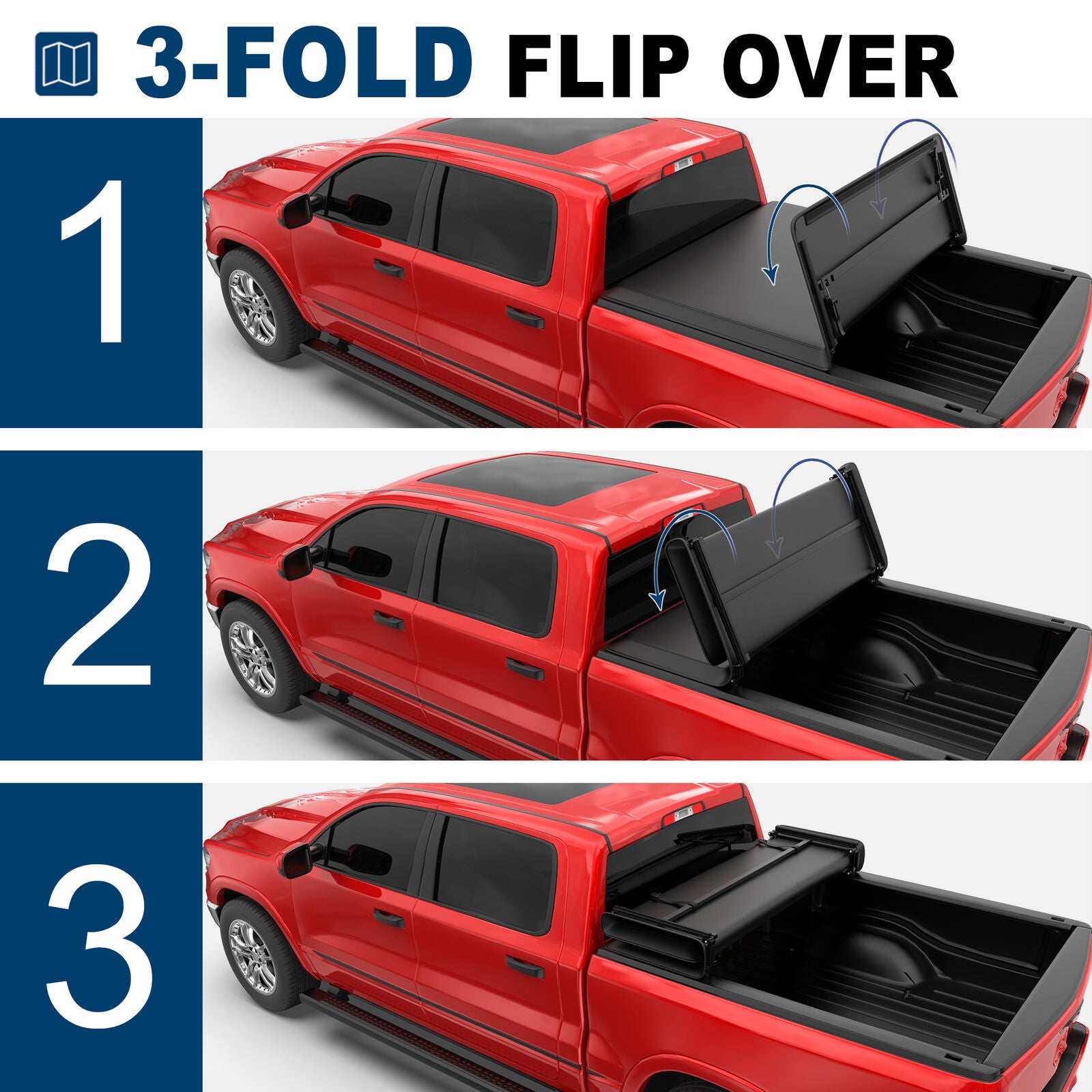for 2009-2021 Ram 1500 Truck Tri-Fold 5.8ft Bed Tonneau Cover for 2009-2021 Ram 1500 Truck Tri-Fold 5.8ft Bed Tonneau Cover