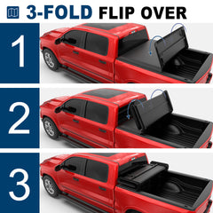 5.7FT Tri-Fold Soft Tonneau Cover For 2009-2025 Dodge Ram 1500 Inclu. Classic & New Body Fleetside Truck Bed Cover without RamBox