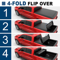 6.4/6.5FT Soft Quad-Fold Tonneau Cover For 2002-2025 Dodge Ram 1500 (Inclu. Classic & New Body) / 2003-2025 Ram 2500 3500 Truck Bed (w/o RamBox)