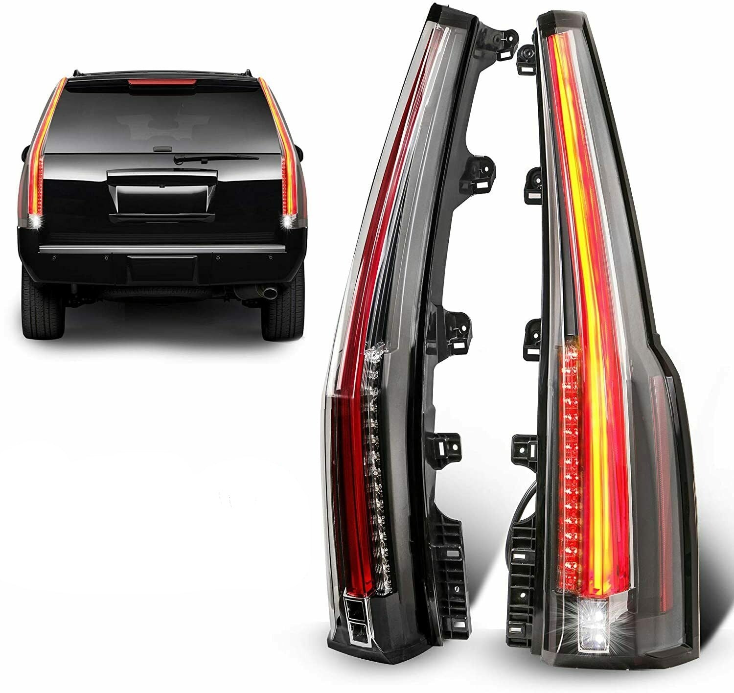 Red Clear LED Tail Lights for 2015-2020 Chevrolet Chevy Tahoe Suburban Rear Lamp Brake