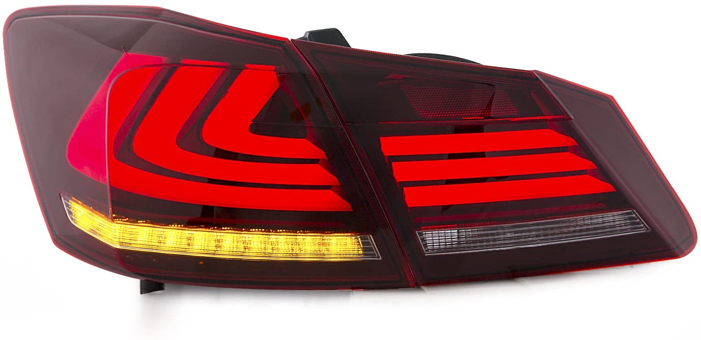 Pair Red Smoke LED Tail Lights For 2013-2015 Honda Accord LX EX Sedan - VLAND