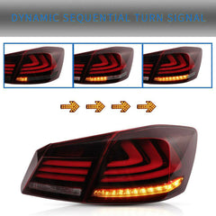 Red Clear LED Brake Tail Lights for 2013 2014 2015 Honda Accord 4 Door Sedan