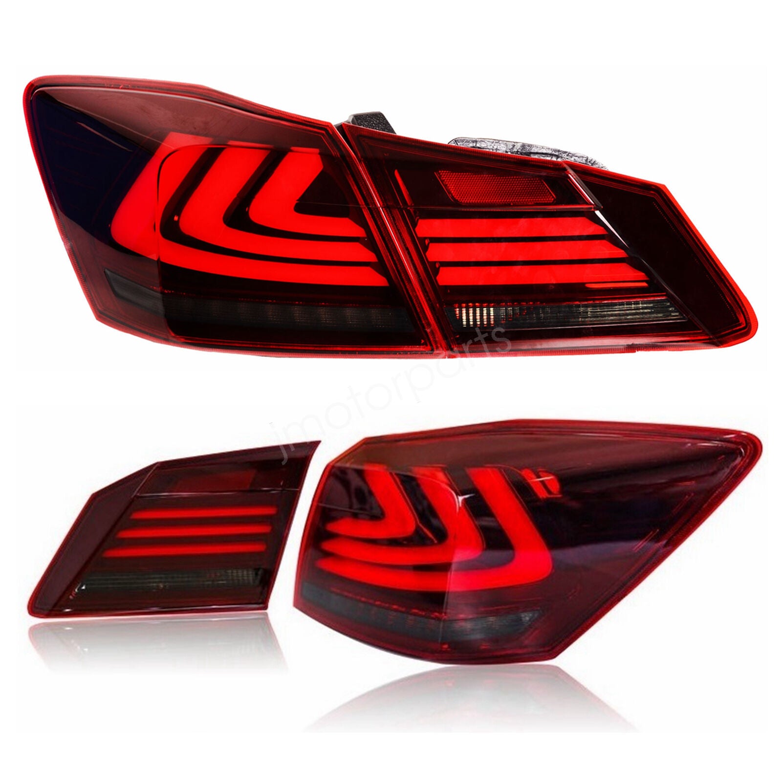 Led Brake Tail Lights for 2013-2015 Honda Accord 4 door Sedan (Red Smoke )