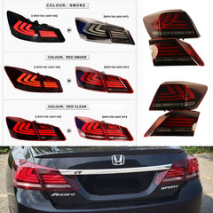 Led Brake Tail Lights for 2013-2015 Honda Accord 4 door Sedan (Red Smoke )