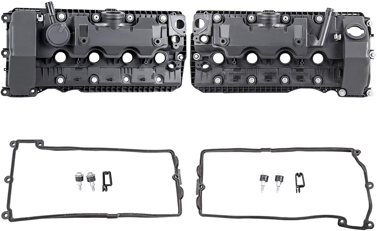 Left+Right Valve Cover Set w/Gaskets for BMW 5 6 7 Series E65 E66 545i 550i 650i 745i 750i X5 11127522159 11127563474